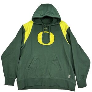 Vtg Nike Oregon Ducks Middle Check Hoodie Green Mens 2XL Travis Scott Center Y2K